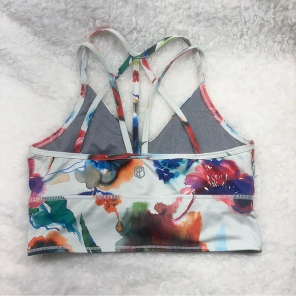 Born Primitive Rhapsody Sports Bra Small White Floral Strappy Longline - Picture 3 of 6